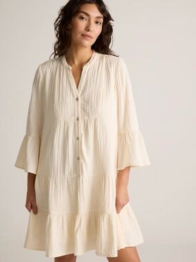 100% Organic Cotton Gauze Long-Sleeves Mini Dress